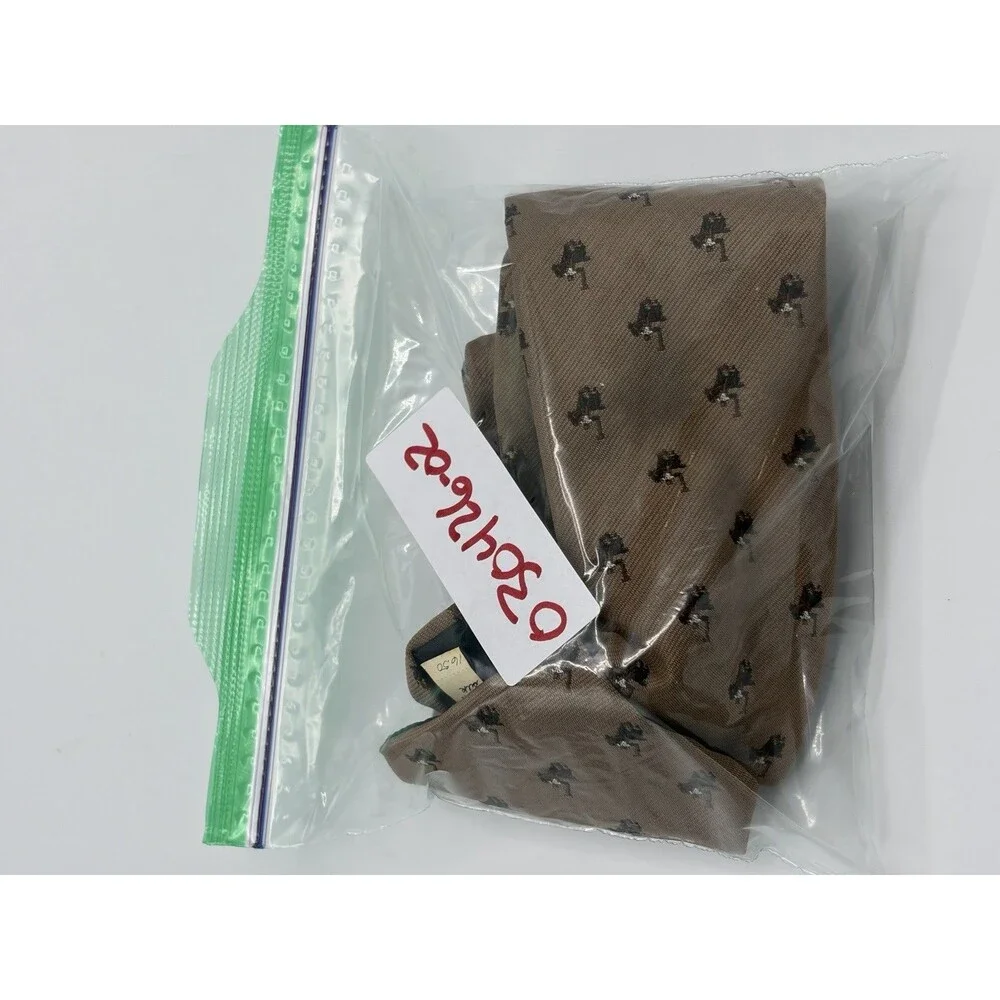 VTG Resilio Polo Horse‎ Tie Brown Tan Equestrian Preppy Old Money Silk Blend 53”